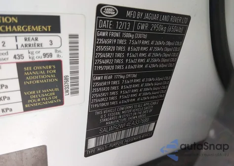 2014 Land Rover Range Rover Sport 3.0L V6 Supercharged Hse from USA, damaged, VIN SALWR2WF4EA337689